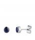Boucles d'oreilles solitaire or blanc 14 carats (585/1000) - Puces d'oreilles Zircones bleues 4 mm Noly