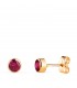 Pendientes chatón oro 14 kilates/ 585 - Pendientes con circonitas rojas 4 mm Noly