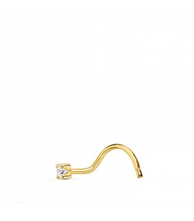 Nasenpiercing 18K Gold mit Zirkonia 2 mm | Stud mit Steinen 4-Krappen-Fassung 22433