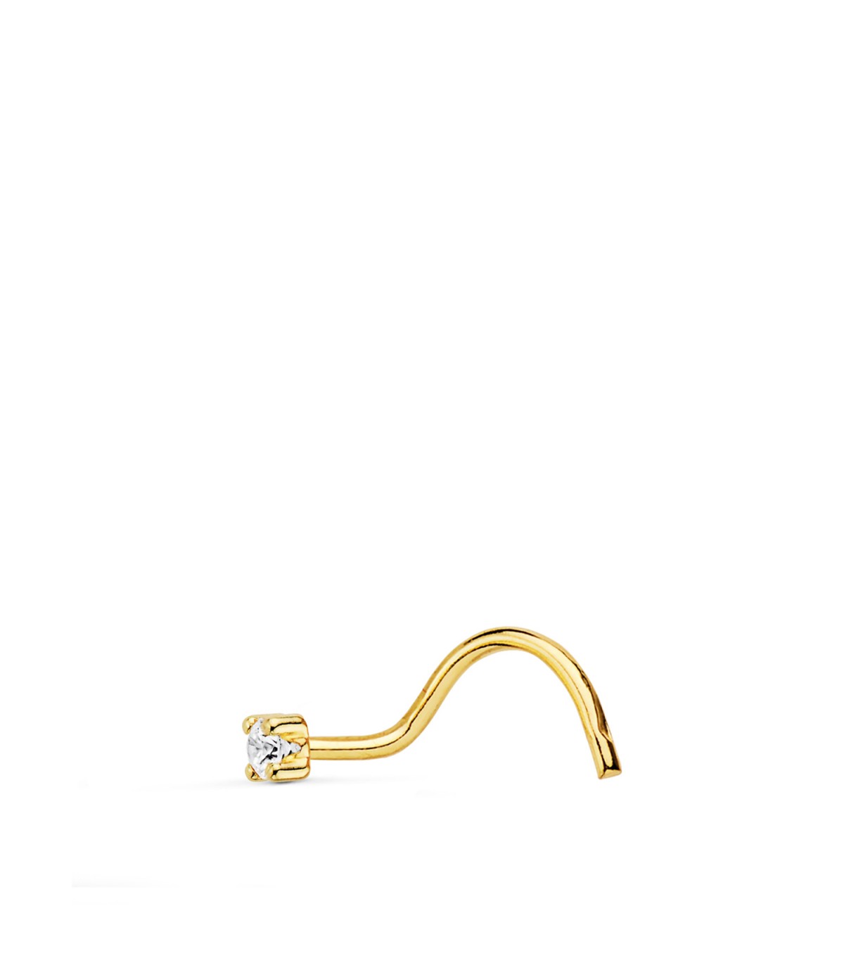 Nasenpiercing 18K Gold mit Zirkonia 2 mm | Stud mit Steinen 4-Krappen-Fassung 22433