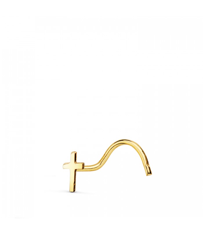 Piercing Nez Croix 5 mm Or 750, piercing stud avec tige courbée