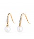 Pendientes de Novia Ashley Oro Bicolor 18K. Pendientes largos con perlas para mujer.
