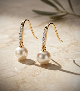 Orecchini pendenti con perle Ashley 18kt oro giallo e bienco | Orecchini da donna per matrimonio