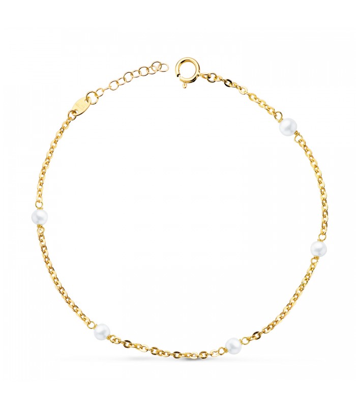 Bracelet en or « Mini Pearls » 18 carats, 19 cm - bracelets pour femmes ou fillettes.