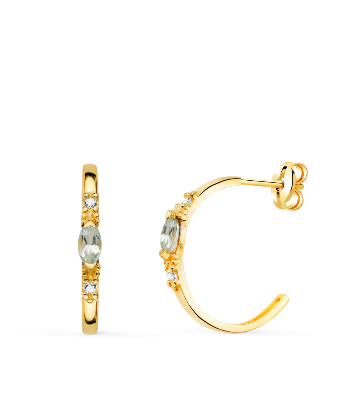 Orecchini a cerchio con pietre di colore  Acquamarina Marquise Paradise 18kt 15mm