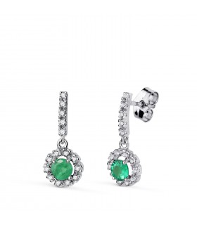 Pendientes Cuajo Esmeralda 0.56Q. Oro Blanco 18K - pendientes largos - pendientes de novia