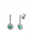 Pendientes Cuajo Esmeralda 0.50Q. Oro Blanco 18K