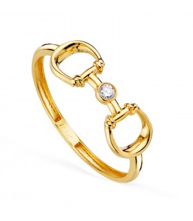 Anillo de oro amarillo 18 kilates con diseño de estribos | Anillos para mujer anchos.