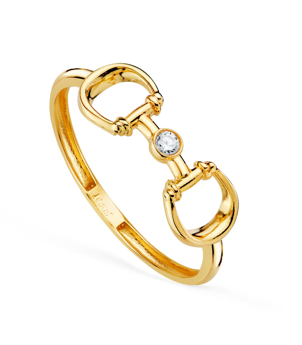 Anillo de oro amarillo 18 kilates con diseño de estribos | Anillos para mujer anchos.