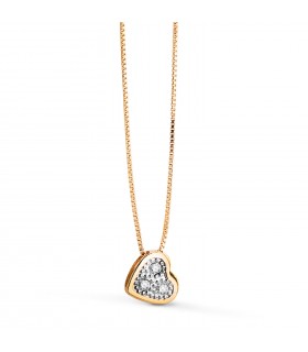Collana da donna con piccolo ciondolo a forma di cuore - Annalisa 42cm, oro giallo e bianco 750