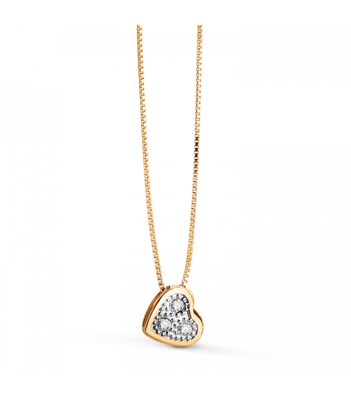 Collier avec motif cœur zircones Annalisa en or jaune et blanc 18 carats, 42 cm - bijoux pour femme
