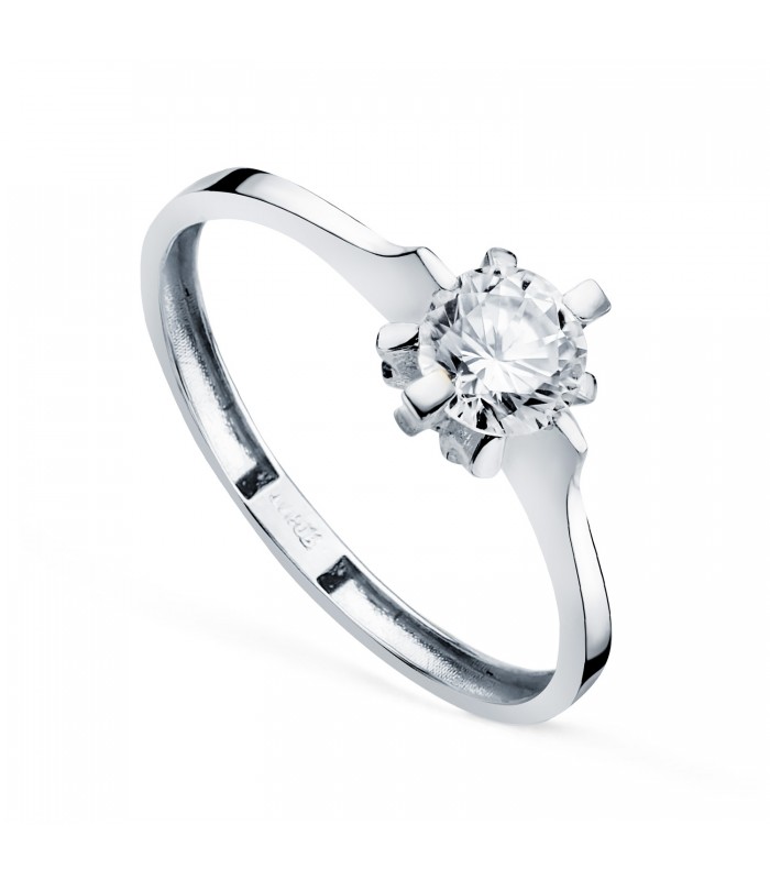 Anillo de pedida modelo Solitario Mujer Oro Blanco 18K Vals
