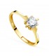 Solitario Mujer Oro Amarillo 18K Vals anillo de compromiso boda novia