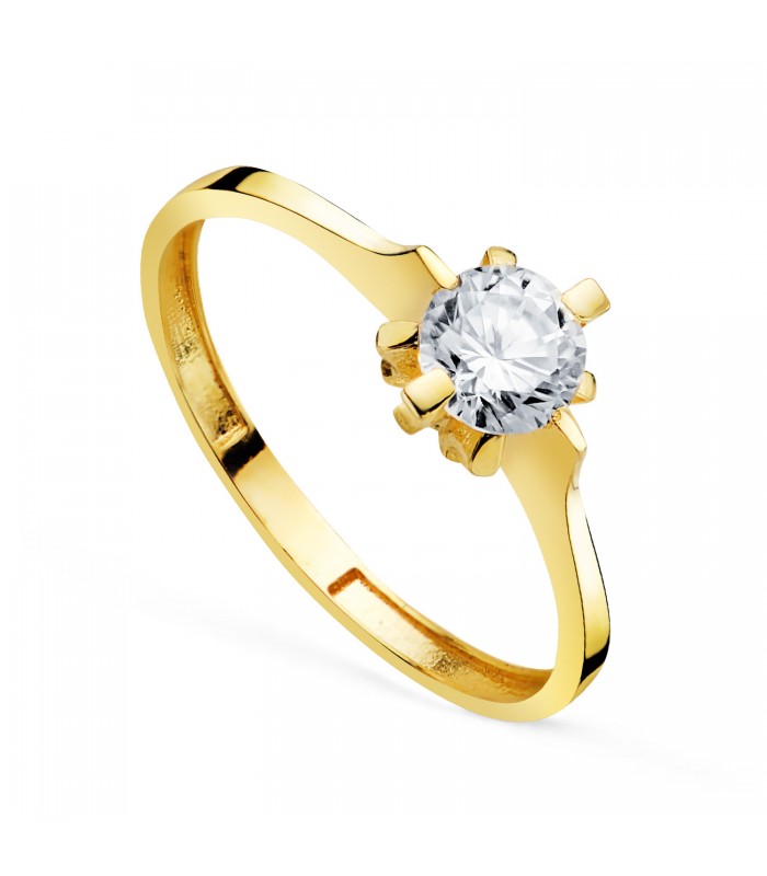 Solitario donna oro giallo 18Kt Vals