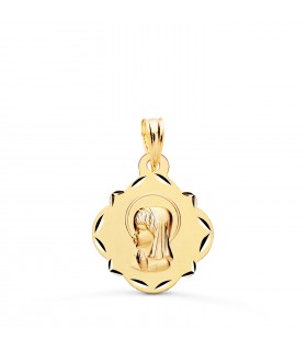 Médaille facetté représentant la Vierge Enfant, 9 carats, 16 mm. Médailles à offrir lors d'un baptême, avec gravure.
