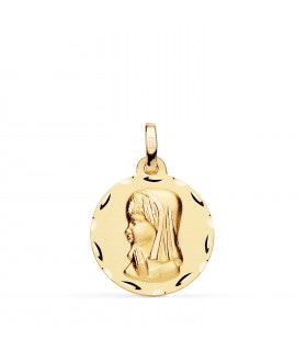 Médaille Vierge enfant facetté 9 Carats 16 mm, cadeau naissance et baptême