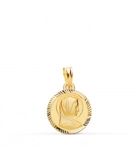 Medalla María Francesa Oro 9 kt 14mm Hélice, con grabado, regalo de comunión o bautizo