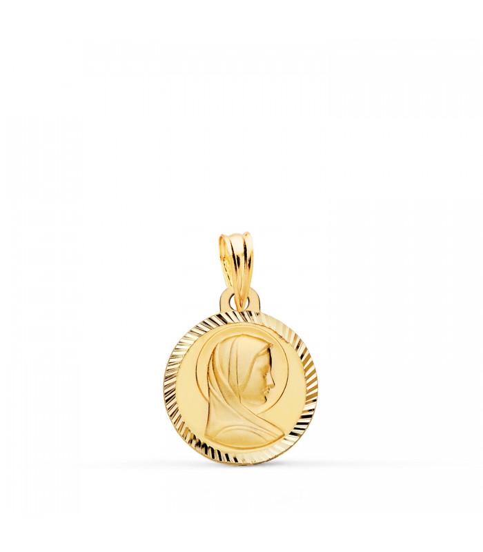 Medalla María Francesa Oro 9 kt 14mm Hélice, con grabado, regalo de comunión o bautizo