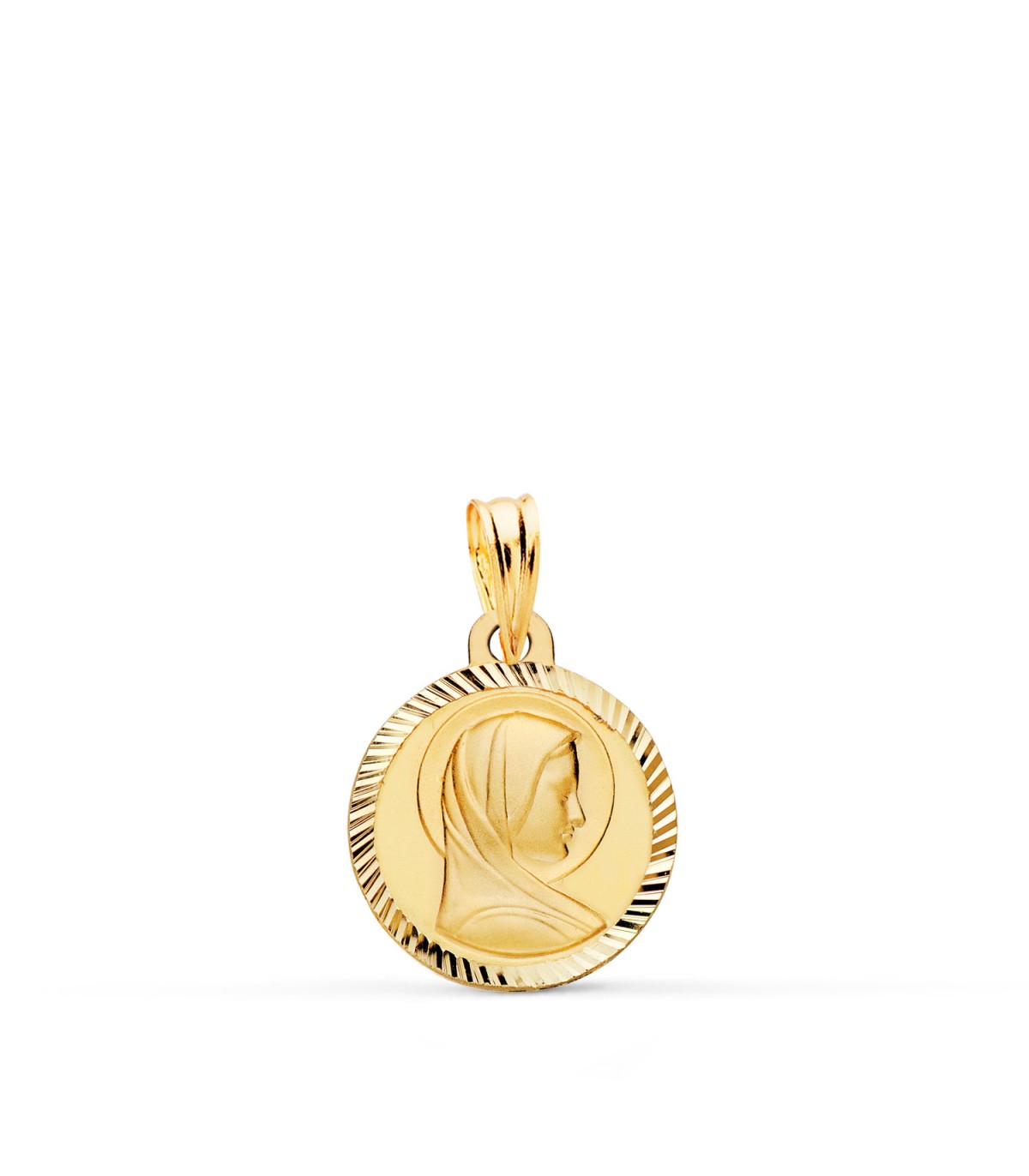 Médaille Baptême Vierge Marie Or 375 14 mm Diamantée, cadeau personnalisé