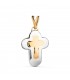 Cruz de oro bicolor 18 Kilates, forma redondeada, 25 mm - Colgante de mujer moderna.