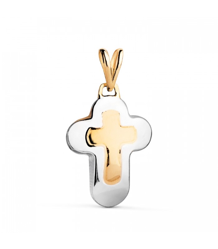 Kreuz 18K Gelb- und Weißgold, 25mm, poliert, glänzend | 14000092
