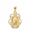 Médaille Baptême Vierge or 14K & zircones 22mm