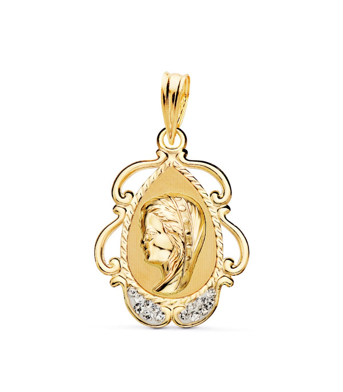 Taufmedaille Jungfrau Maria 585 Gelbgold | 14K5404 religiöser Anhänger 22mm
