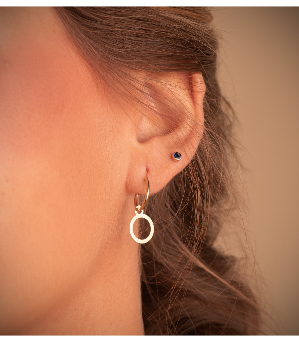 Aros Colgante Círculo Oro Amarillo 18k
