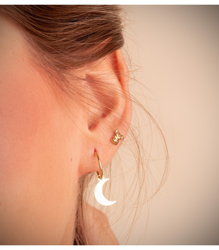 Orecchini a cerchio con pendenti Luna oro 18kt