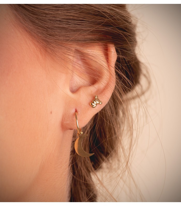 Pendientes Koala Oro amarillo 18K 7 mm. Cierre rosca oro 18 kilates.
