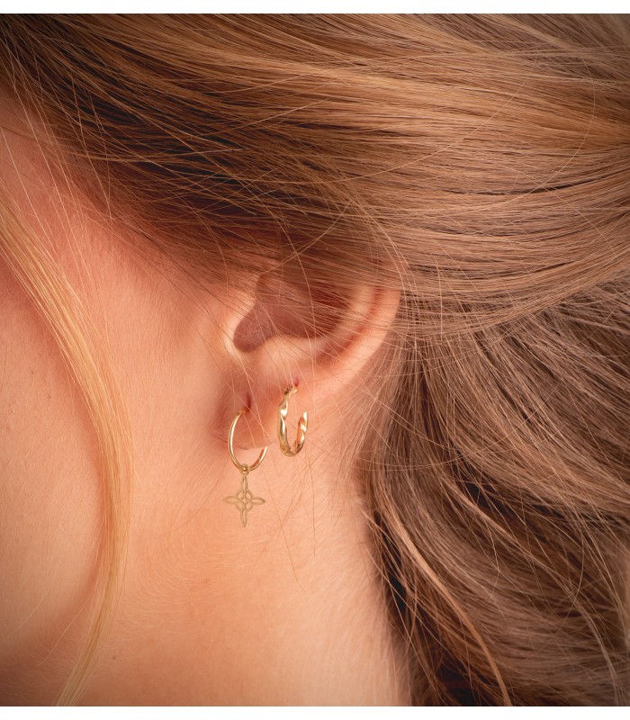 Aros Reliados Lisos Oro Amarillo 18 K 14 MM
