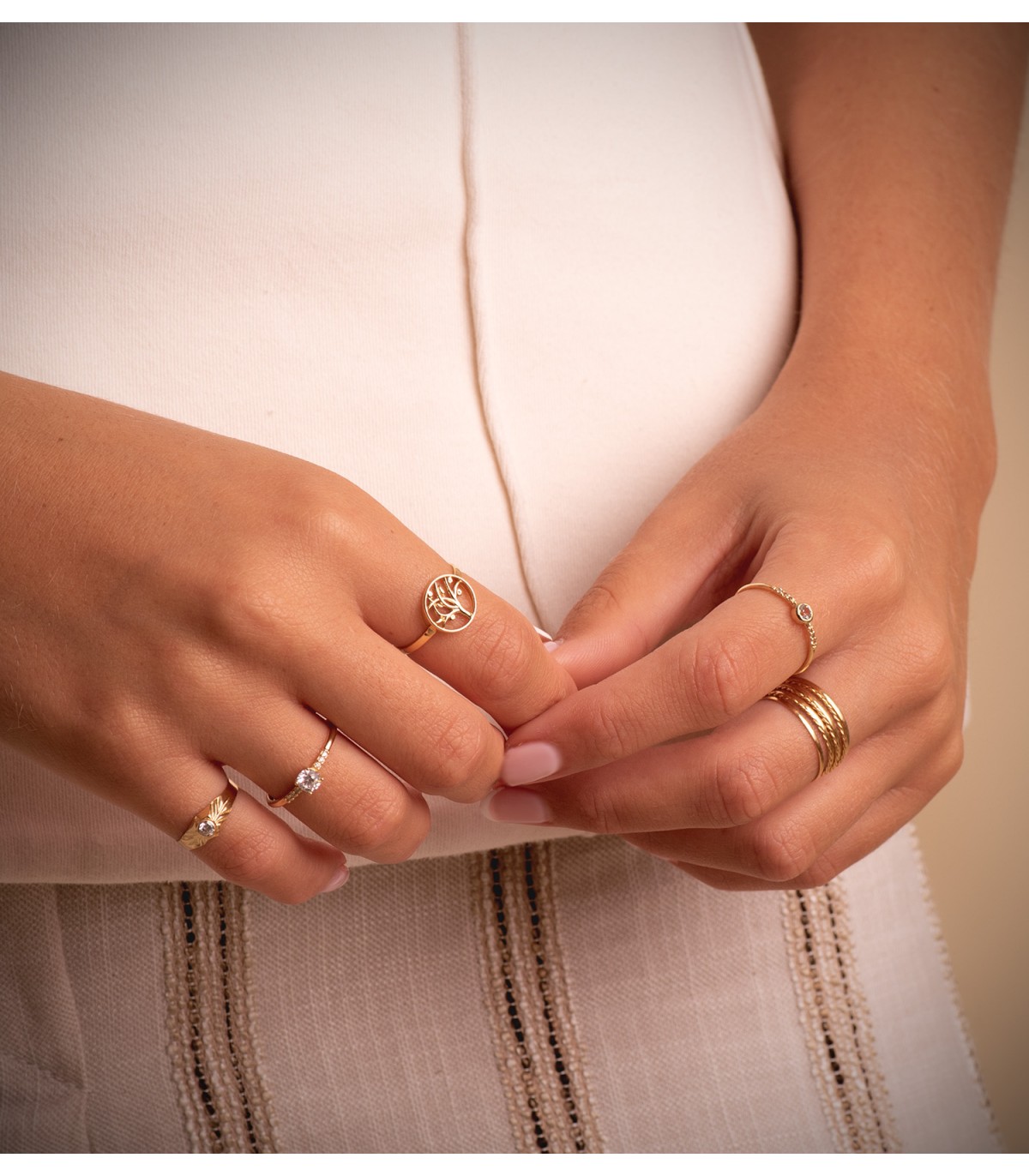 Chevalière Kyomu or 18K zircon. Chevalières bébé et bagues petit doigt femme.