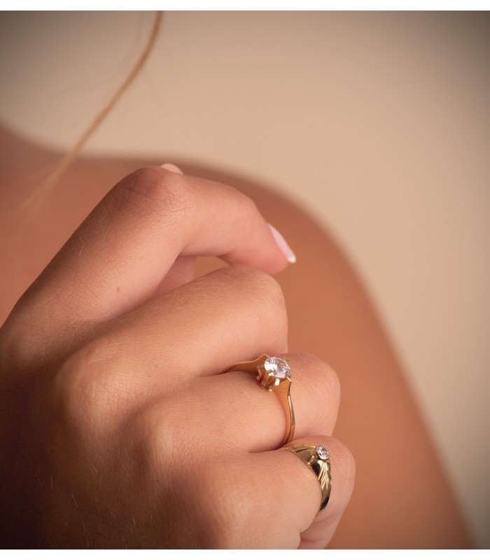 Solitario donna oro giallo 18Kt Vals