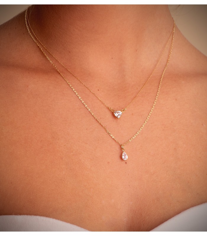 Collar para mujer compuesto por colgante en forma de corazón con circonita | Gargantilla Artemisa