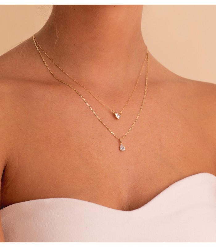 Collar para mujer compuesto por colgante en forma de corazón con circonita | Gargantilla Artemisa