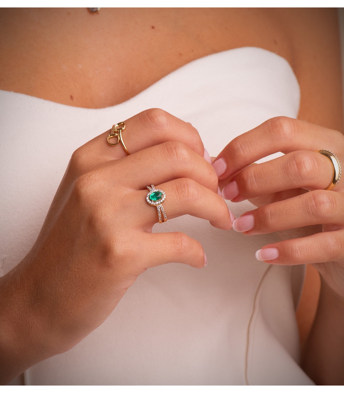 Bague Femme 2 Ors 18K Gianella Pierre Émeraude