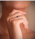 Halo-Ring mit Saphir und Zirkonia, aus 18K Weiß- und Gelbgold | Damenring „Gianella“