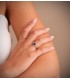 Halo-Ring mit Saphir und Zirkonia, aus 18K Weiß- und Gelbgold | Damenring „Gianella“