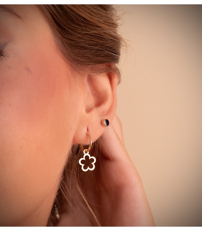 Orecchini punto luce oro 585‰ (14kt), con zirconi blu 4 mm, Modello Noly