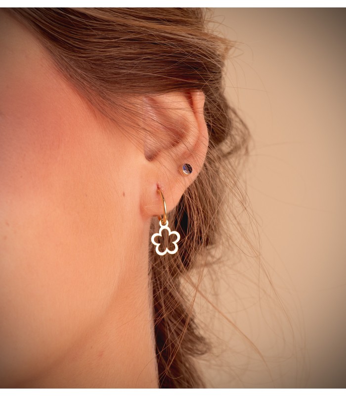 Orecchini punto luce oro 585‰ (14kt), con zirconi blu 4 mm, Modello Noly