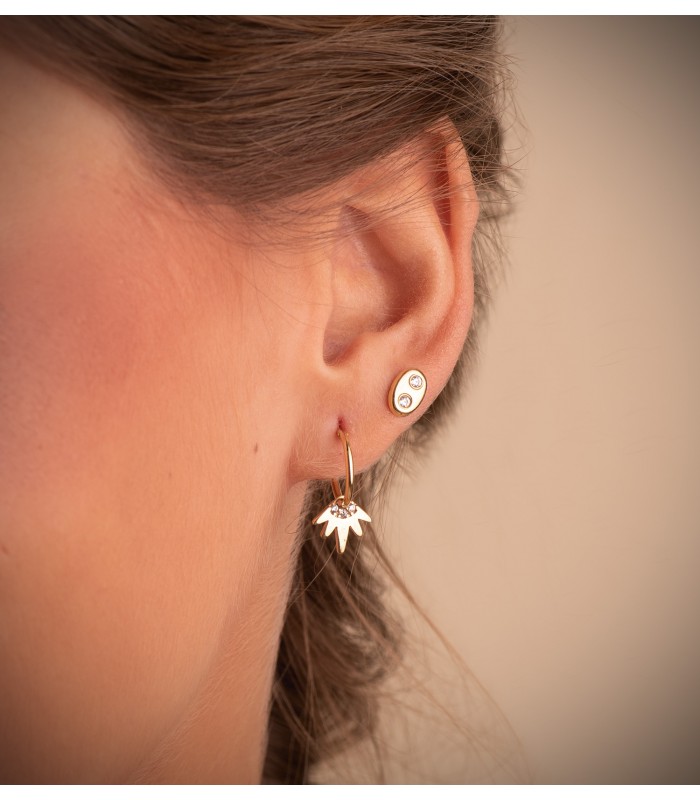 Créoles Pendentif Punk Or Jaune 18k | créoles or 18K | créoles pour femme | boucles d'oreilles créoles