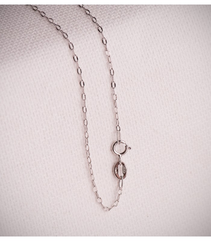 Cadena Forzada Diamantada Oro Blanco 18K 1mm 40cm | collar mujer, cadenita fina