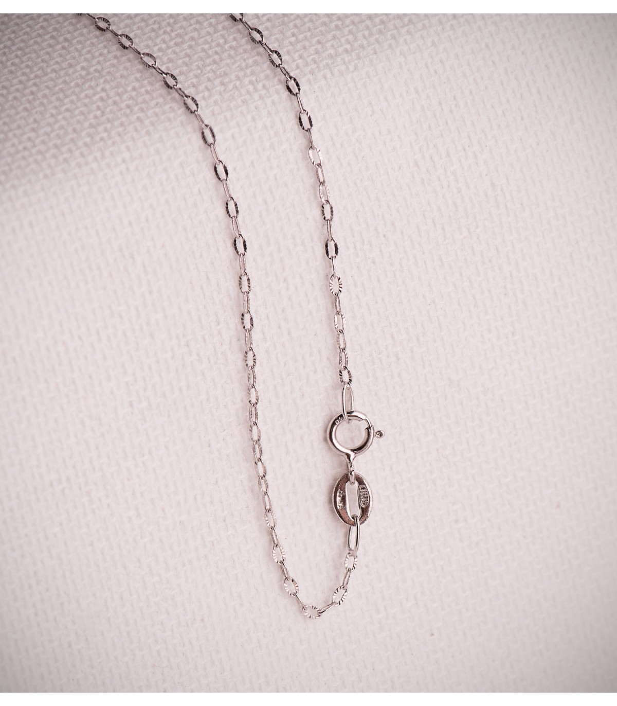 Cadena Forzada Diamantada Oro Blanco 18K 1mm 40cm | collar mujer, cadenita fina