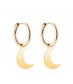 Aros Colgante Luna Oro Amarillo 18k