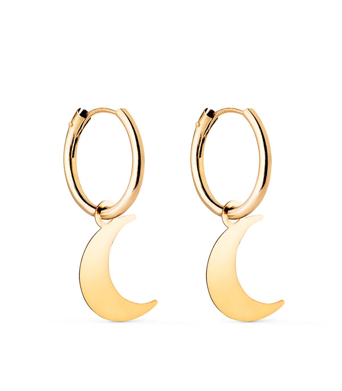 Aros Colgante Luna Oro Amarillo 18k