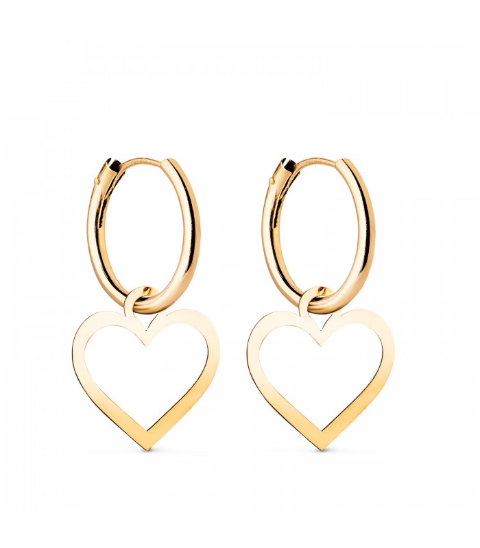 Aros con Colgante Cruz Oro Amarillo 18k pendientes mujer