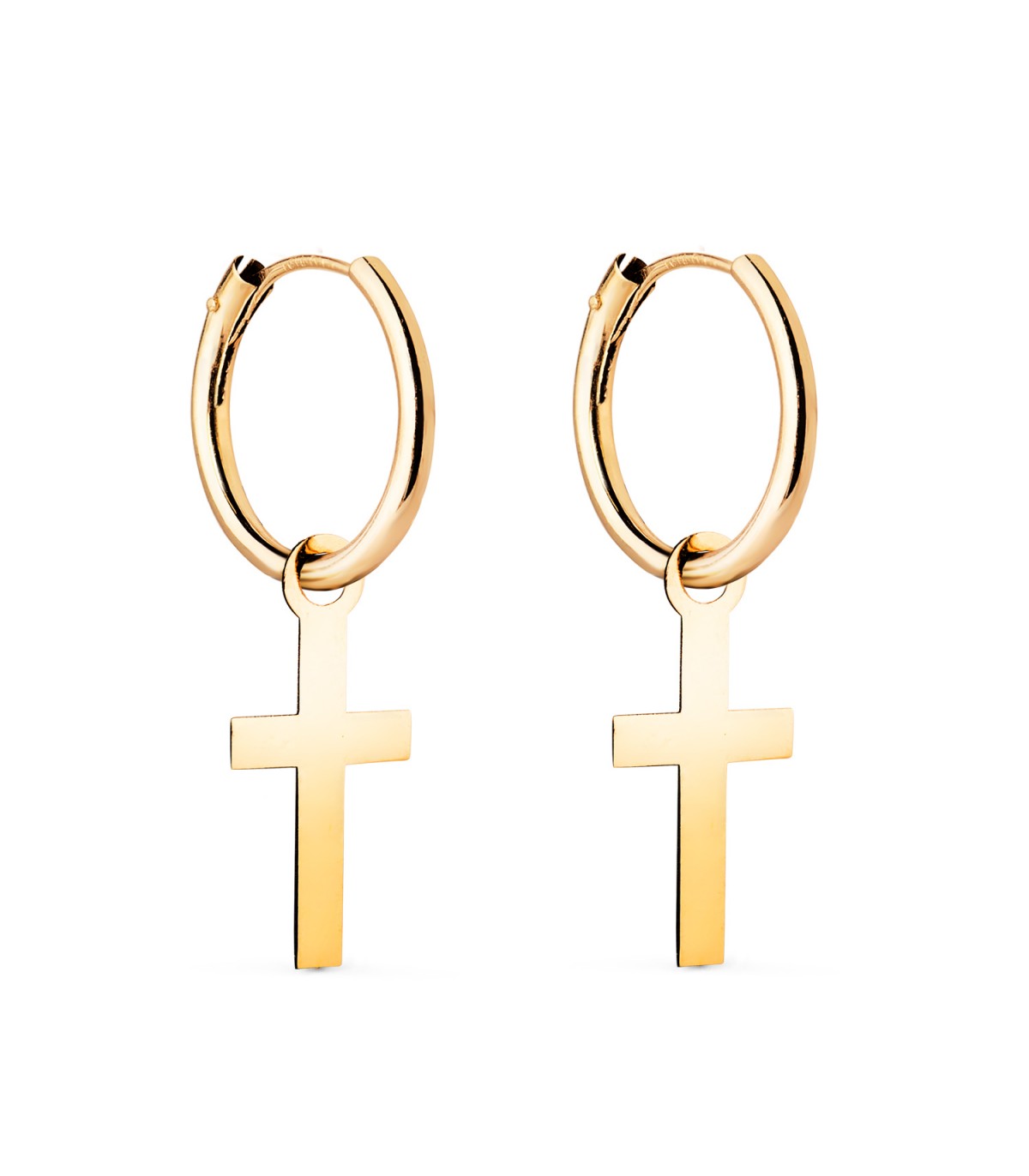 Créoles Croix Or Jaiune 18k