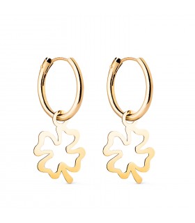 Aros Colgante Trébol Oro Amarillo 18k pendientes pequeños para diario