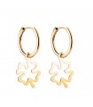 Orecchini a cerchio con pendenti Quadrifoglio oro 18kt