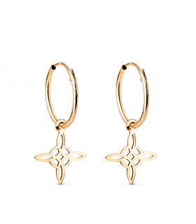 Orecchini a cerchio con ciondolo “Nodo della strega”, oro giallo 18 KT, 12 mm | Cerchi in oro ALDA